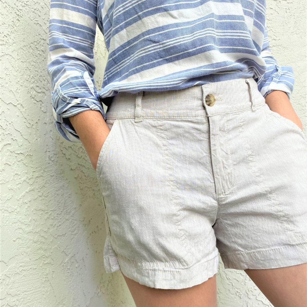 LOFT High waisted Linen Shorts, Size 24/25